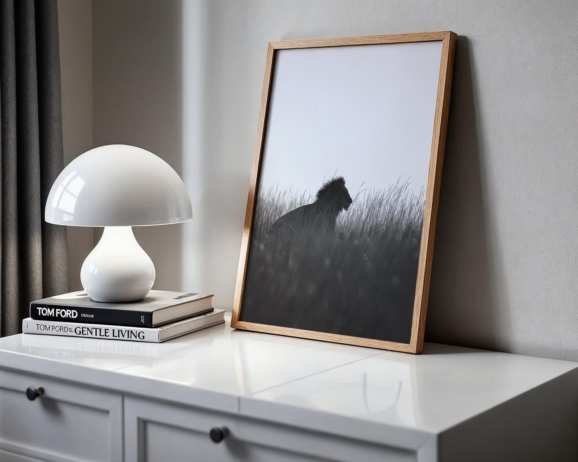 Wildlife Poster | Lion Silhouette Art Print | Minimalist Safari Photography wall art print, minimalist black and white poster, modern Scandinavian wall decor, Monohaus