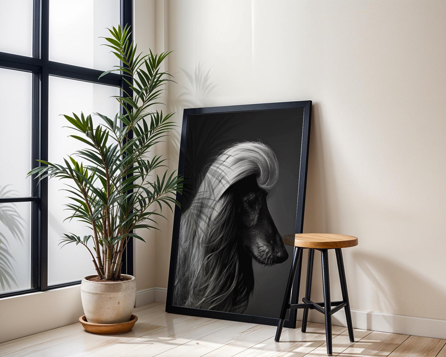 Dog Photography Afghan Hound Art Print | Black and White , Minimalist Decor wall art print, minimalist black and white poster, modern Scandinavian wall decor, Monohaus