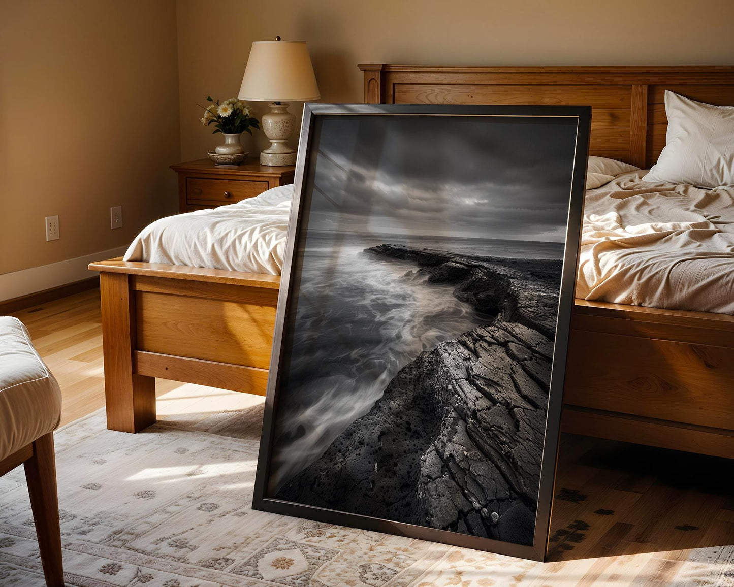 World Landmark | Iceland Basalt Coast Print | Monochrome Nordic Seascape Art wall art print, minimalist black and white poster, modern Scandinavian wall decor, Monohaus