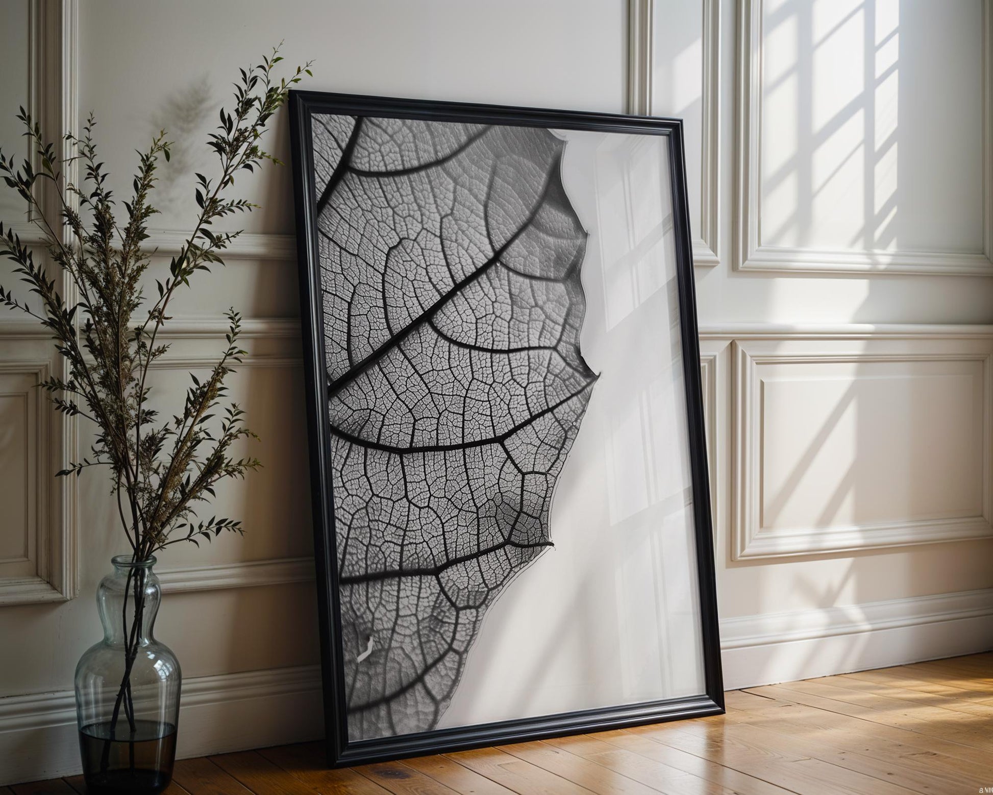 Botanical Photo | Leaf Vein Print | Macro Texture, Minimalist Wall Art wall art print, minimalist black and white poster, modern Scandinavian wall decor, Monohaus