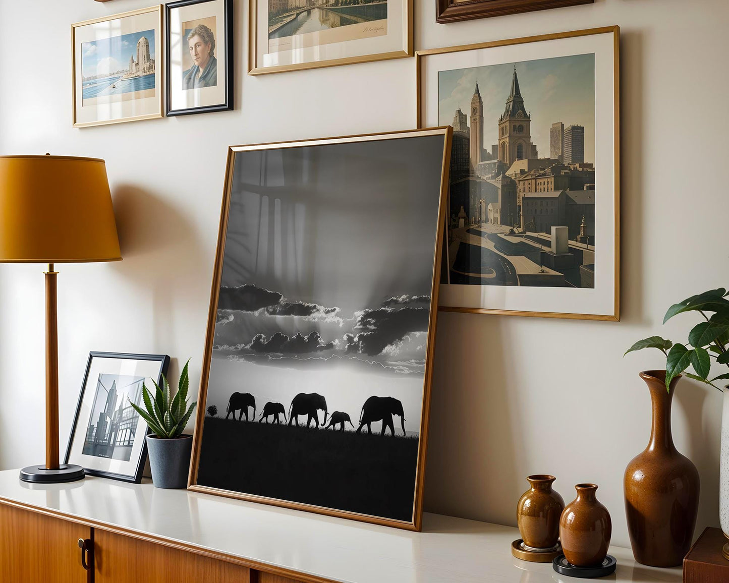 Wildlife Poster | Elephant Family Silhouette Print • Black & White Safari Wall Art wall art print, minimalist black and white poster, modern Scandinavian wall decor, Monohaus