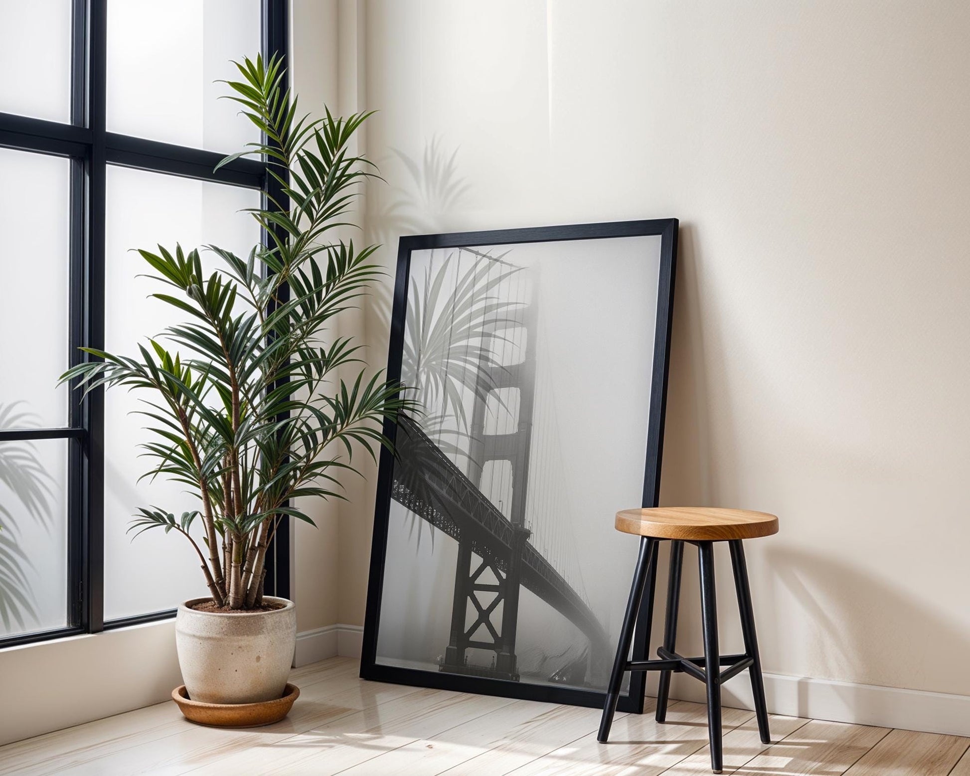 World Landmark | Golden Gate Bridge Print | Black and White Photography, San Francisco Wall Art wall art print, minimalist black and white poster, modern Scandinavian wall decor, Monohaus