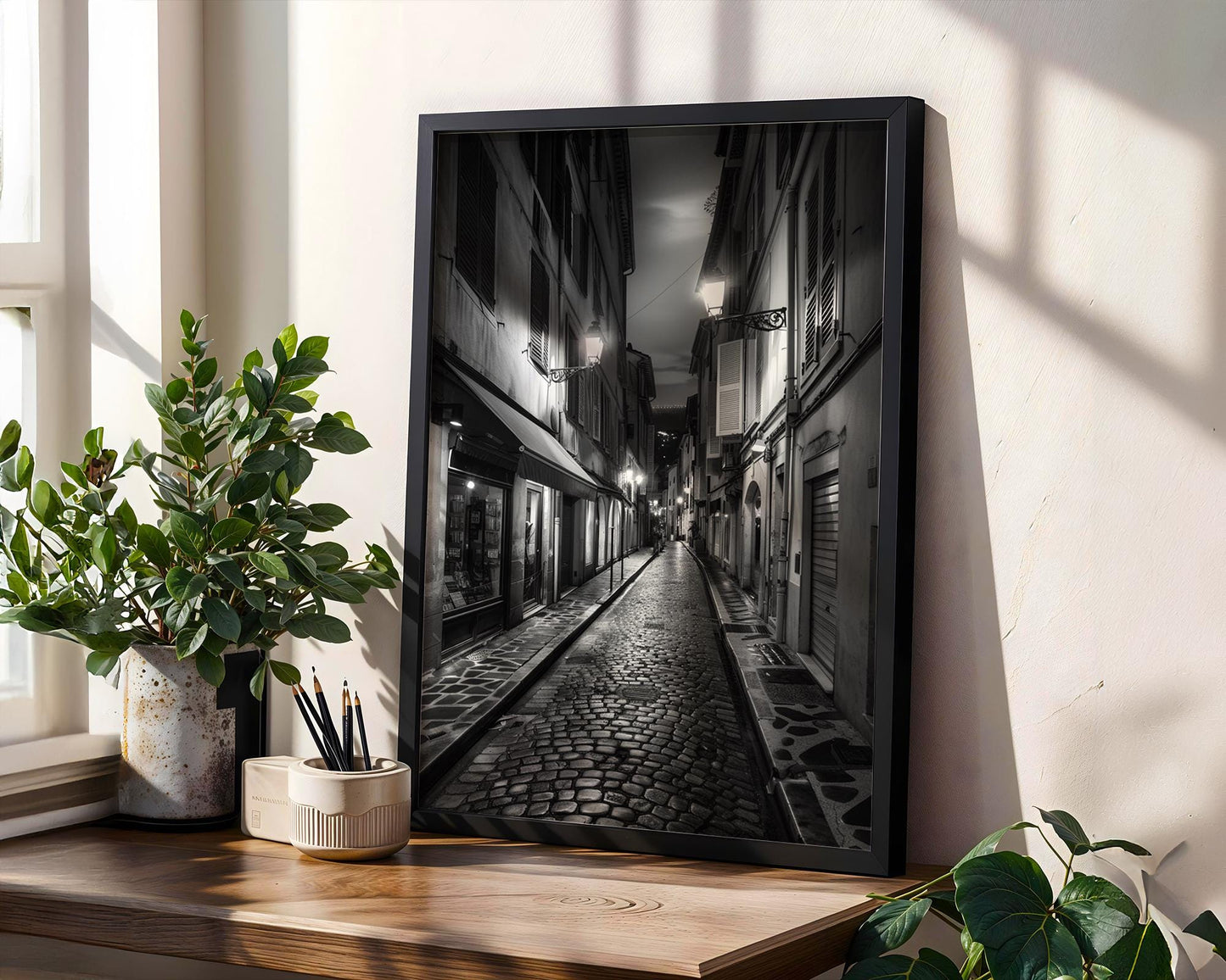 World Landmark | Antibes France Photography Print | Black and White European Street black and white photo print, minimalist monochrome wall art poster for modern interiors, Monohaus