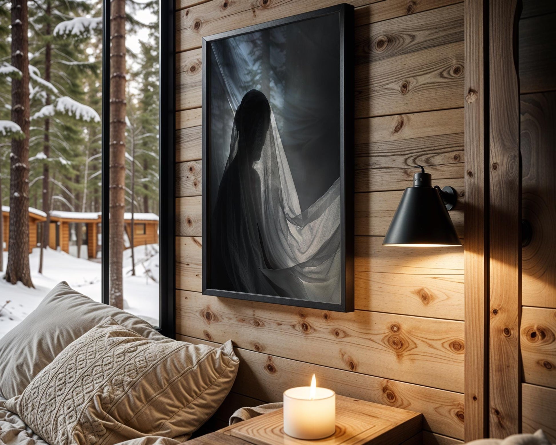 Minimal Wall Art Ethereal Woman Portrait Art Print | Moody Silhouette Photography wall art print, minimalist black and white poster, modern Scandinavian wall decor, Monohaus