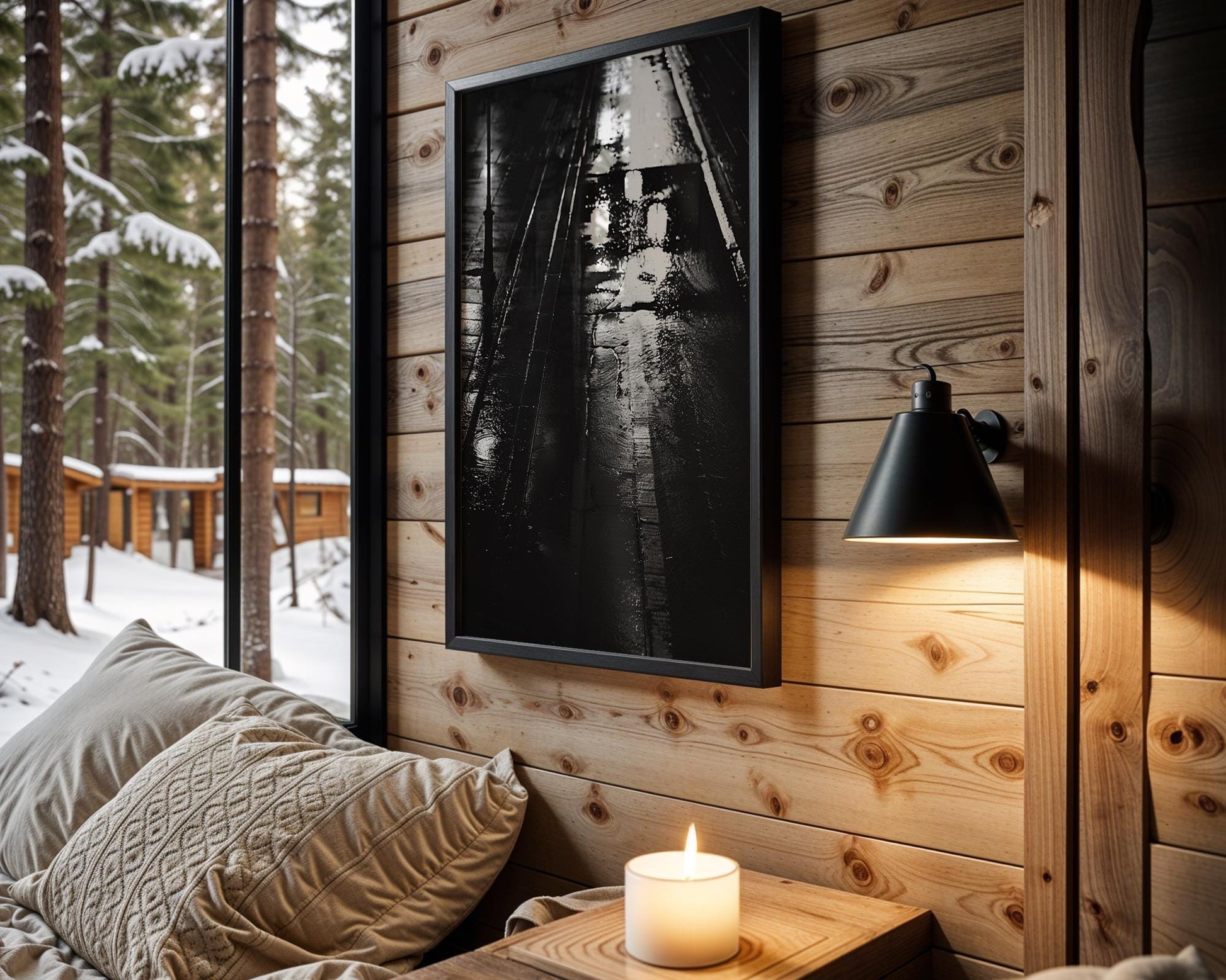 Urban Photography | Wet City Street Photography Print | Dark Academia Minimalist Decor wall art print, black and white architectural poster, minimalist modern Scandinavian wall decor, Monohaus