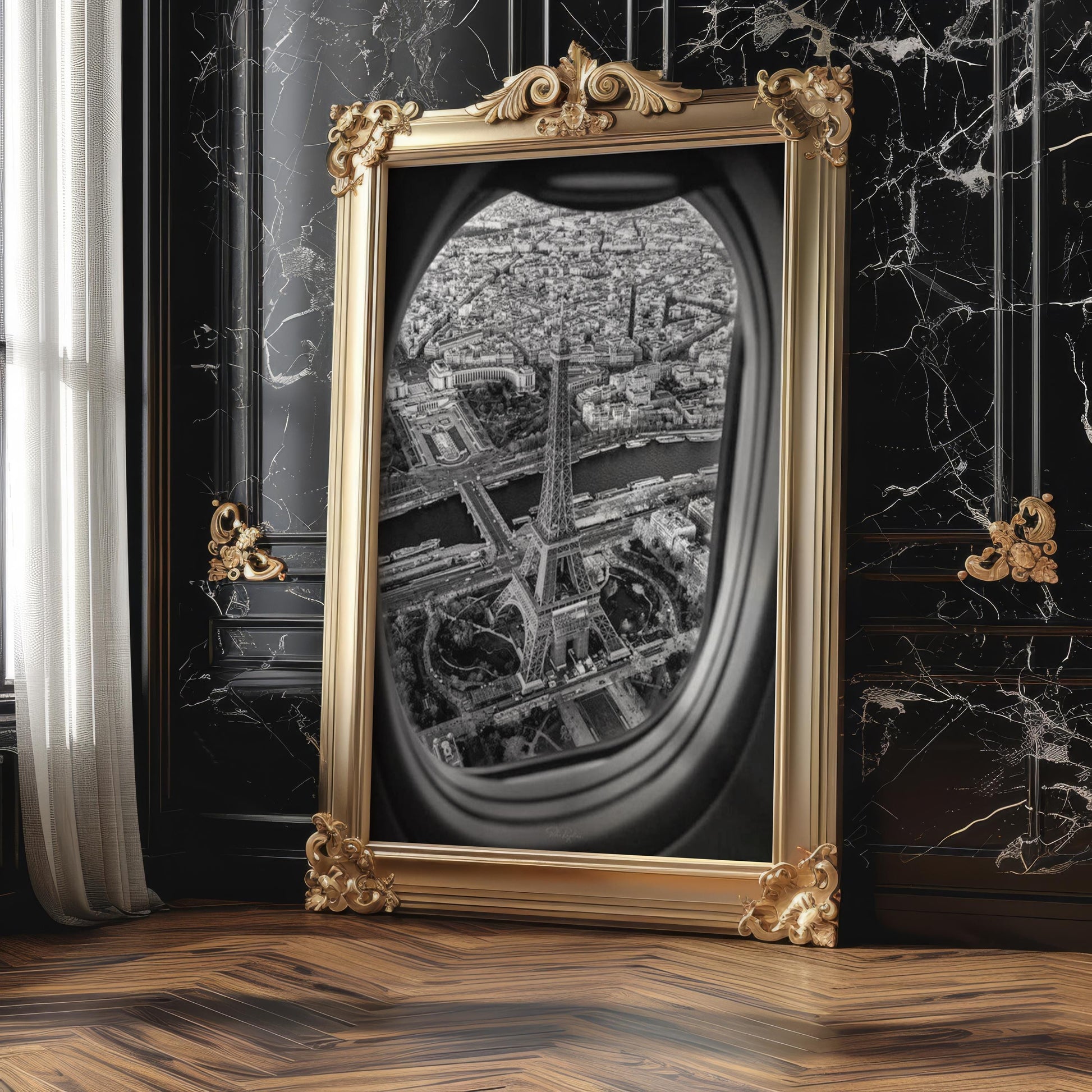 World Landmark | Eiffel Tower Print | Black and White Paris Aerial View wall art print, black and white architectural poster, minimalist modern Scandinavian wall decor, Monohaus