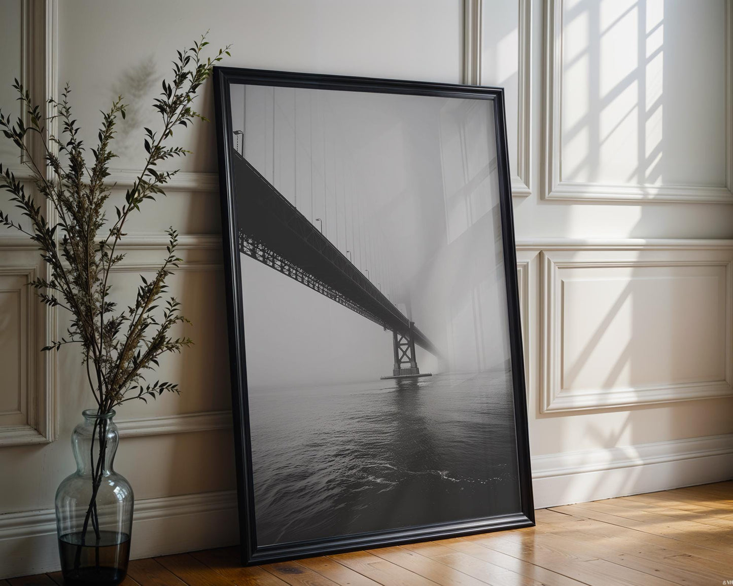 World Landmark | Golden Gate Bridge Print | San Francisco Black and White Photography wall art print, minimalist black and white poster, modern Scandinavian wall decor, Monohaus