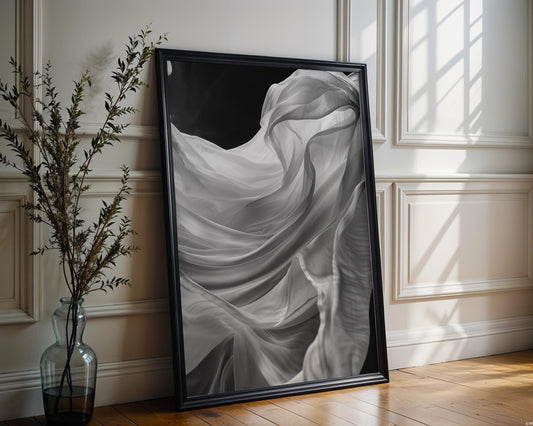 Minimal Wall Art Abstract Fabric Waves Art Print | Minimalist Scandi Decor abstract wall art print, geometric minimalist poster, modern Scandinavian decor, Monohaus