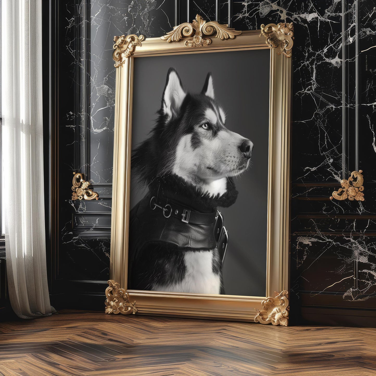 Husky Dog Portrait Print, Black and White Animal Wall Art, Modern Home Decor wall art print, minimalist black and white poster, modern Scandinavian wall decor, Monohaus