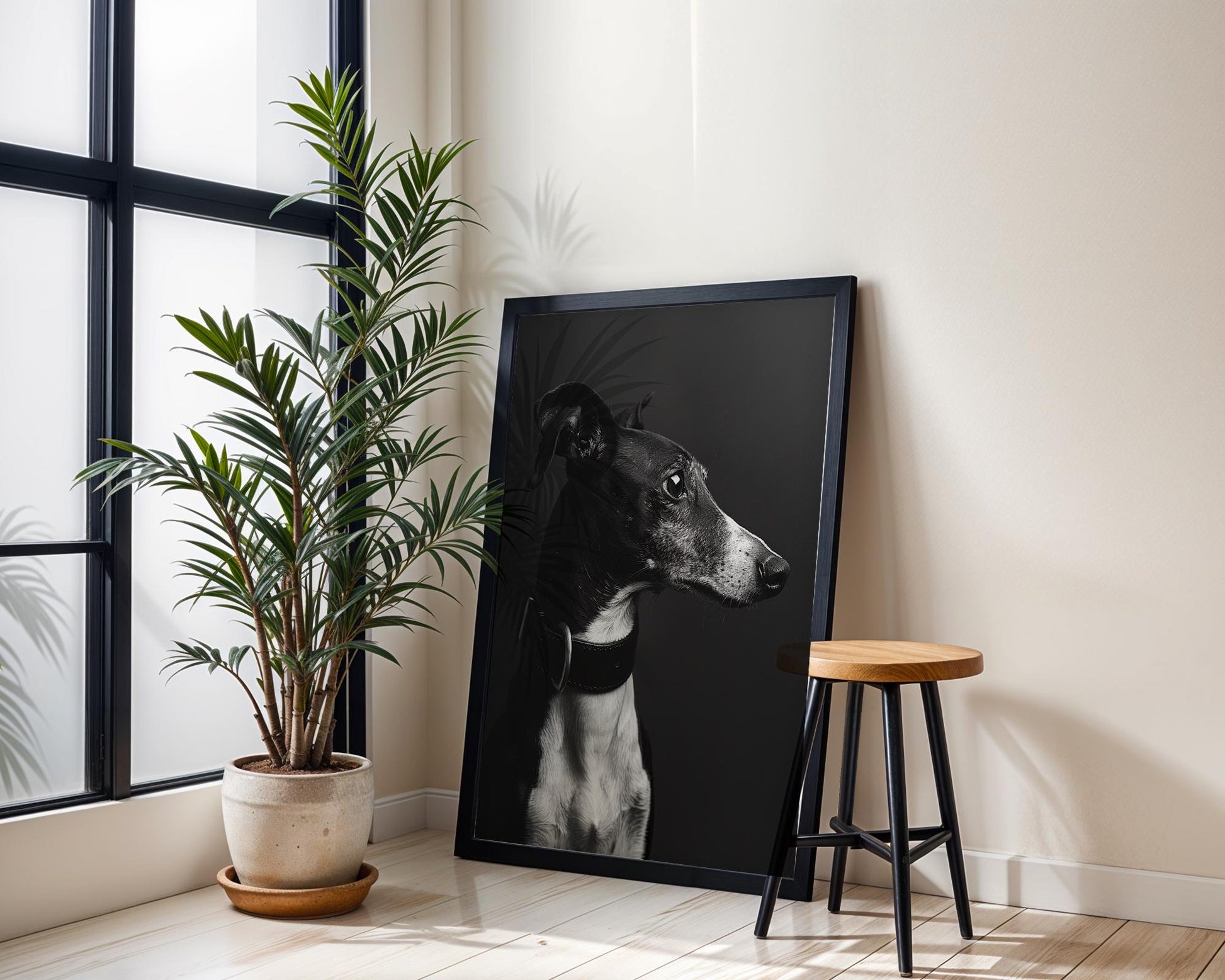 Dog Photography Greyhound Print Black and White | Minimalist Whippet Fine Art wall art print, minimalist black and white poster, modern Scandinavian wall decor, Monohaus