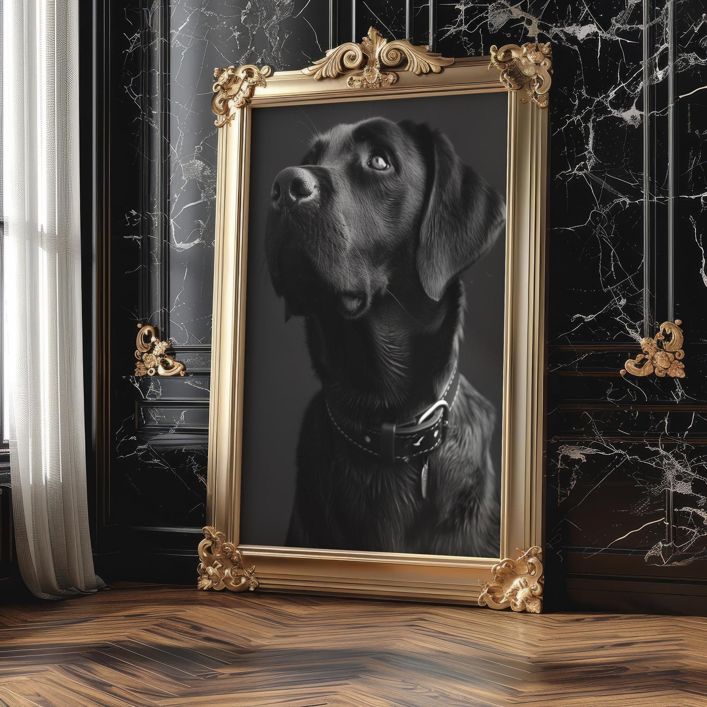 Dog Photography Black Labrador Portrait | Minimalist Fine Art Pet Print wall art print, minimalist black and white poster, modern Scandinavian wall decor, Monohaus