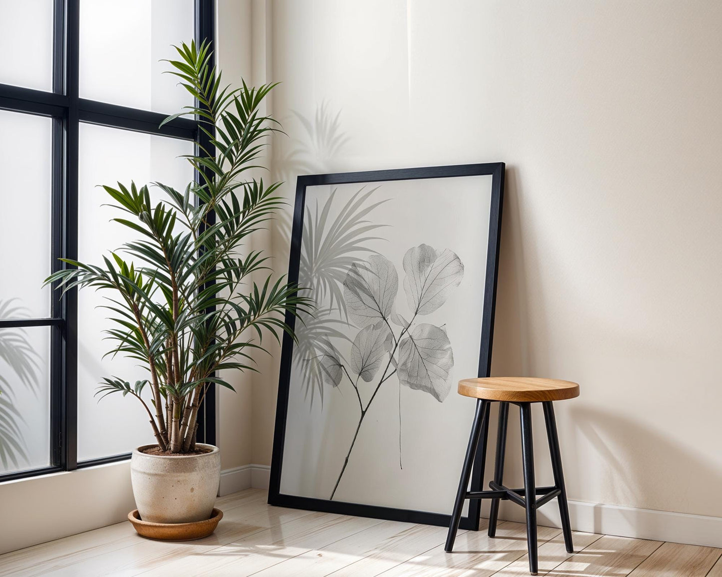 Botanical Photo | Leaf Print | Minimalist Black and White Nature Photography wall art print, minimalist black and white poster, modern Scandinavian wall decor, Monohaus