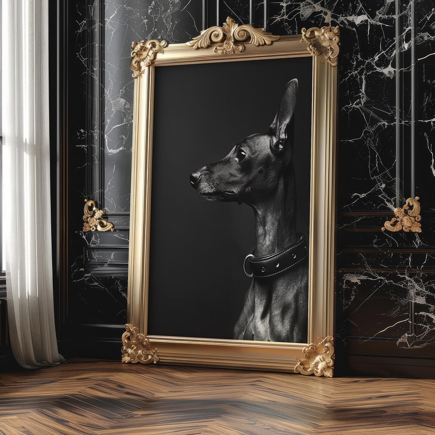 Dog Photography Italian Greyhound Print | Moody Black and White Pet Portrait wall art print, minimalist black and white poster, modern Scandinavian wall decor, Monohaus