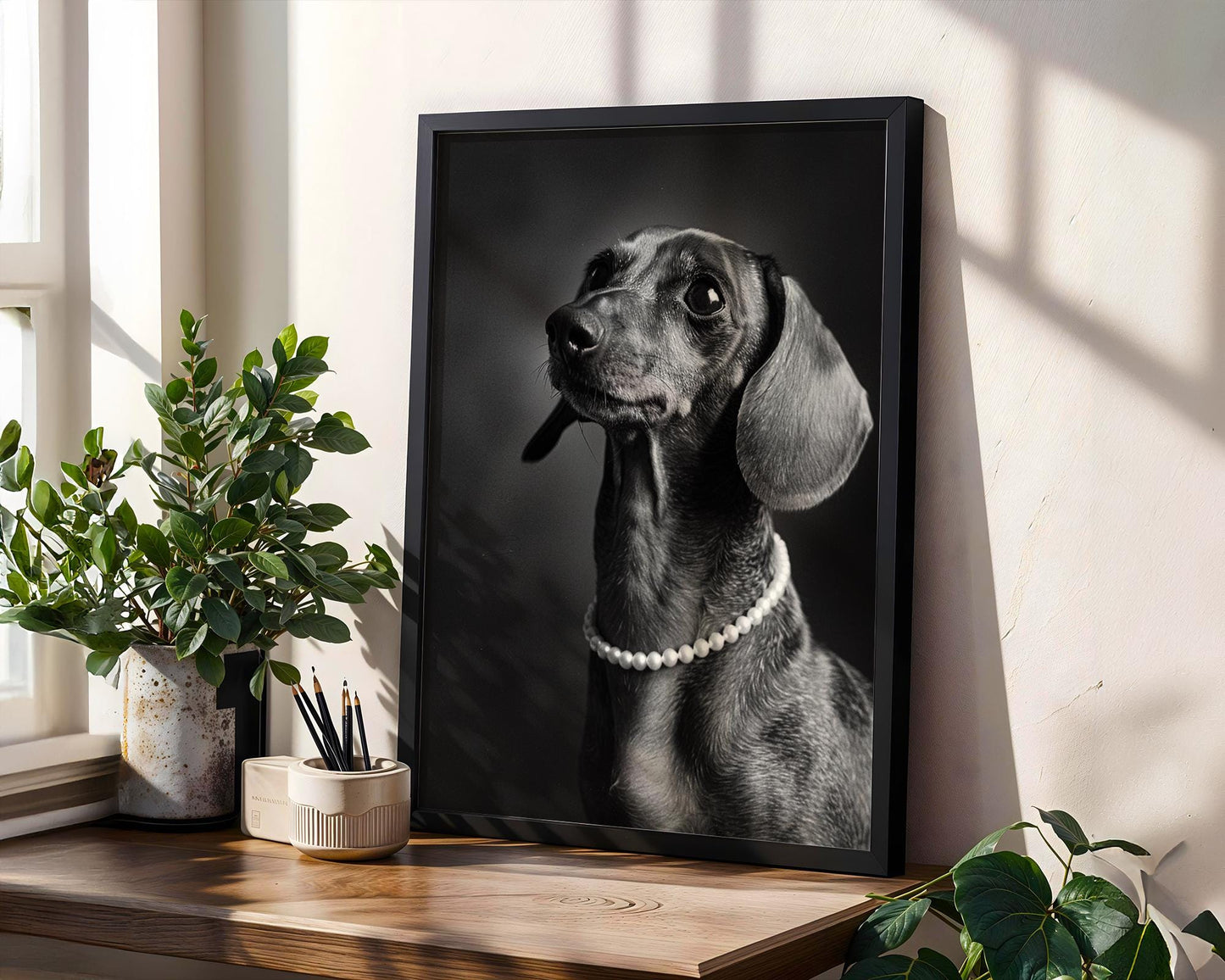 Dog Photography Dachshund Pet Print | Animal Poster Black & White wall art print, minimalist black and white poster, modern Scandinavian wall decor, Monohaus