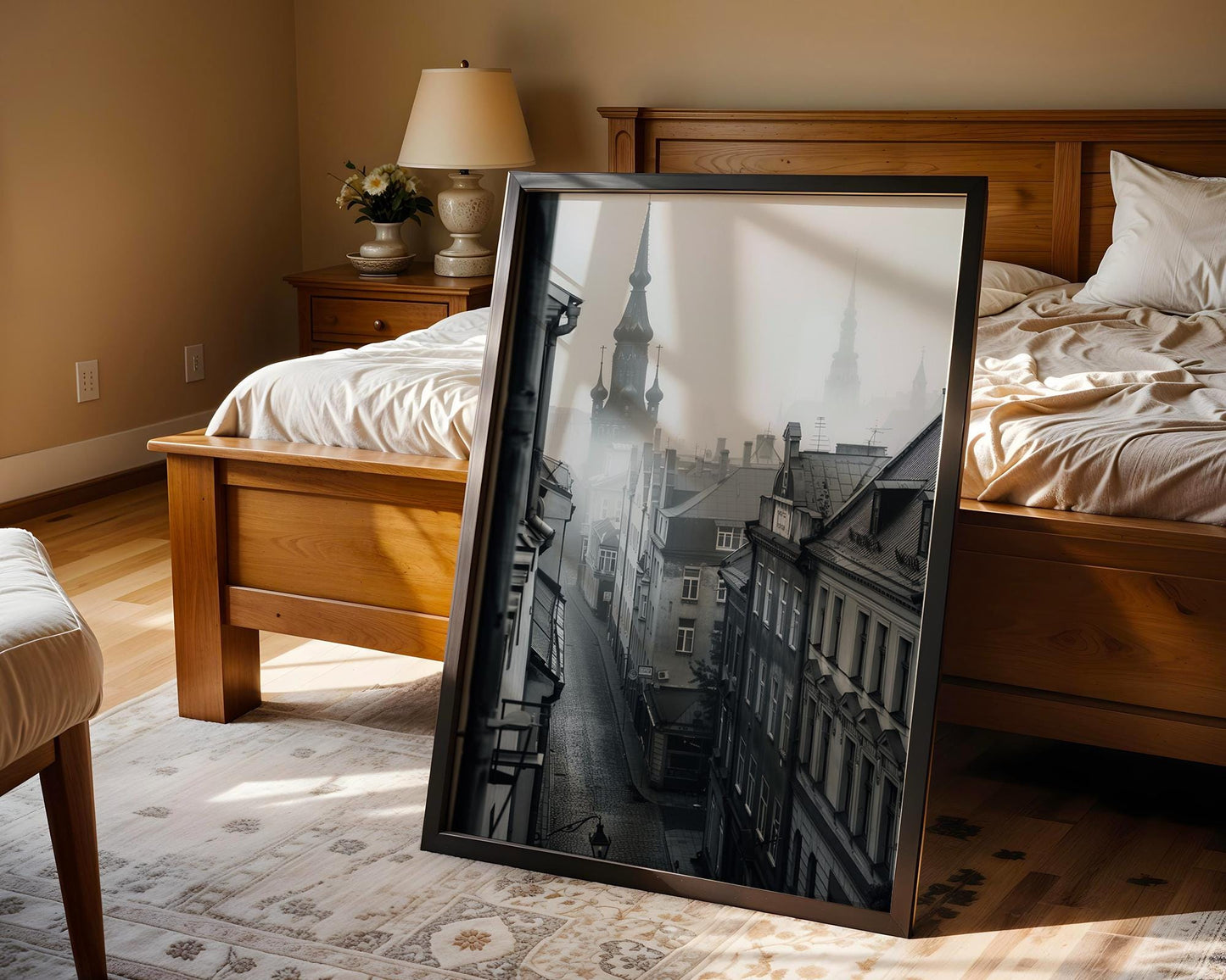 World Landmark | Tallinn Old Town Photography Print | Moody Estonia Wall Art wall art print, minimalist black and white poster, modern Scandinavian wall decor, Monohaus