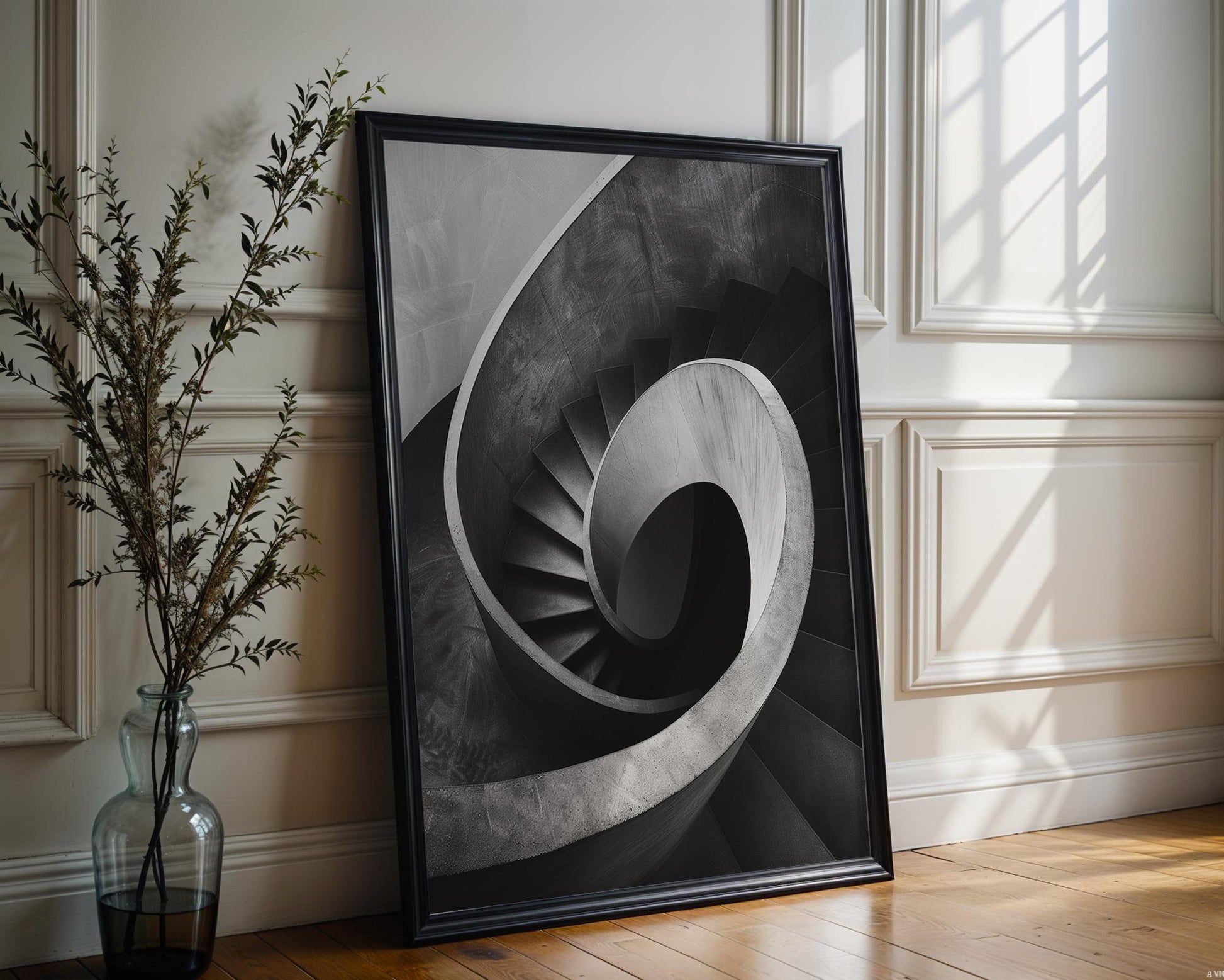 Minimal Wall Art Curved Symmetry | Black and White Urban Architecture Photography wall art print, black and white architectural poster, minimalist modern Scandinavian wall decor, Monohaus