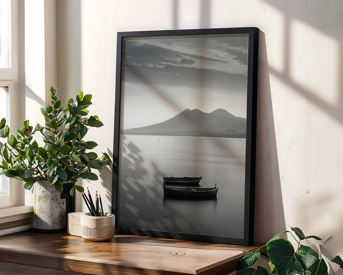 World Landmark | Naples Italy Seascape Print | Mount Vesuvius Minimalist Photography