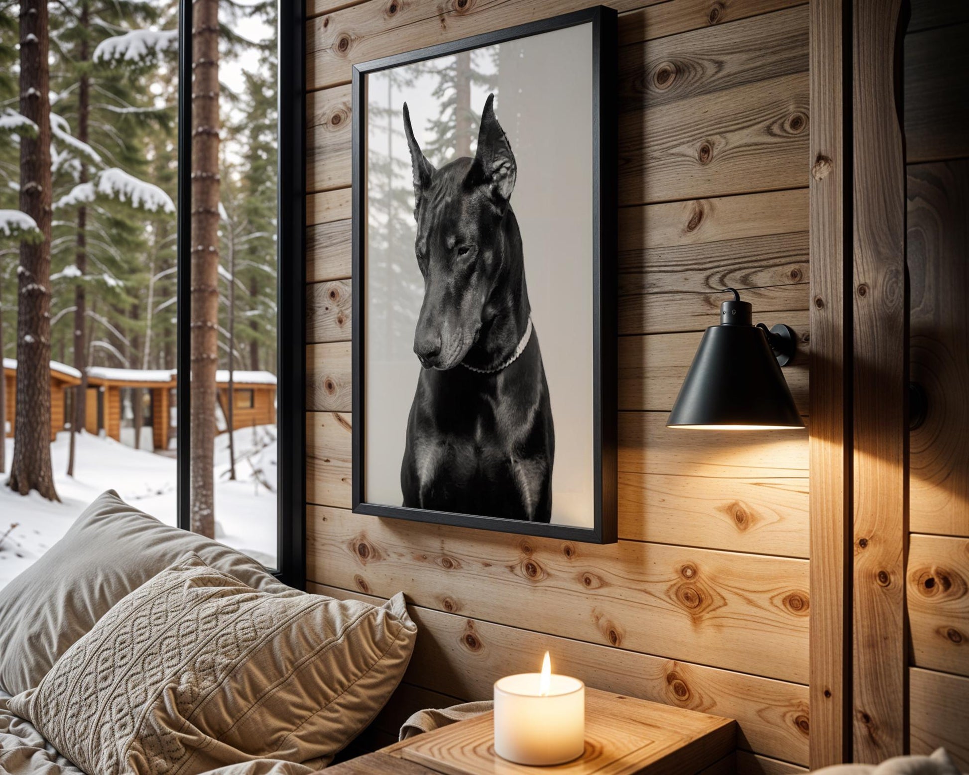 Designer Wall Art | Doberman Portrait Print | Minimalist Black and White Dog Art wall art print, minimalist black and white poster, modern Scandinavian wall decor, Monohaus