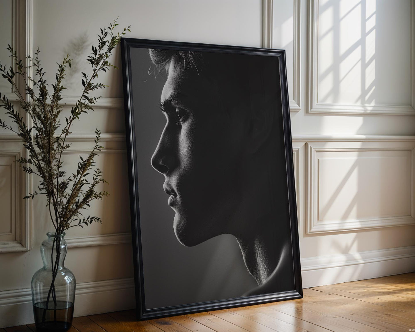 Minimal Wall Art | Black and White Male Portrait |  Monochrome Photography wall art print, minimalist black and white poster, modern Scandinavian wall decor, Monohaus