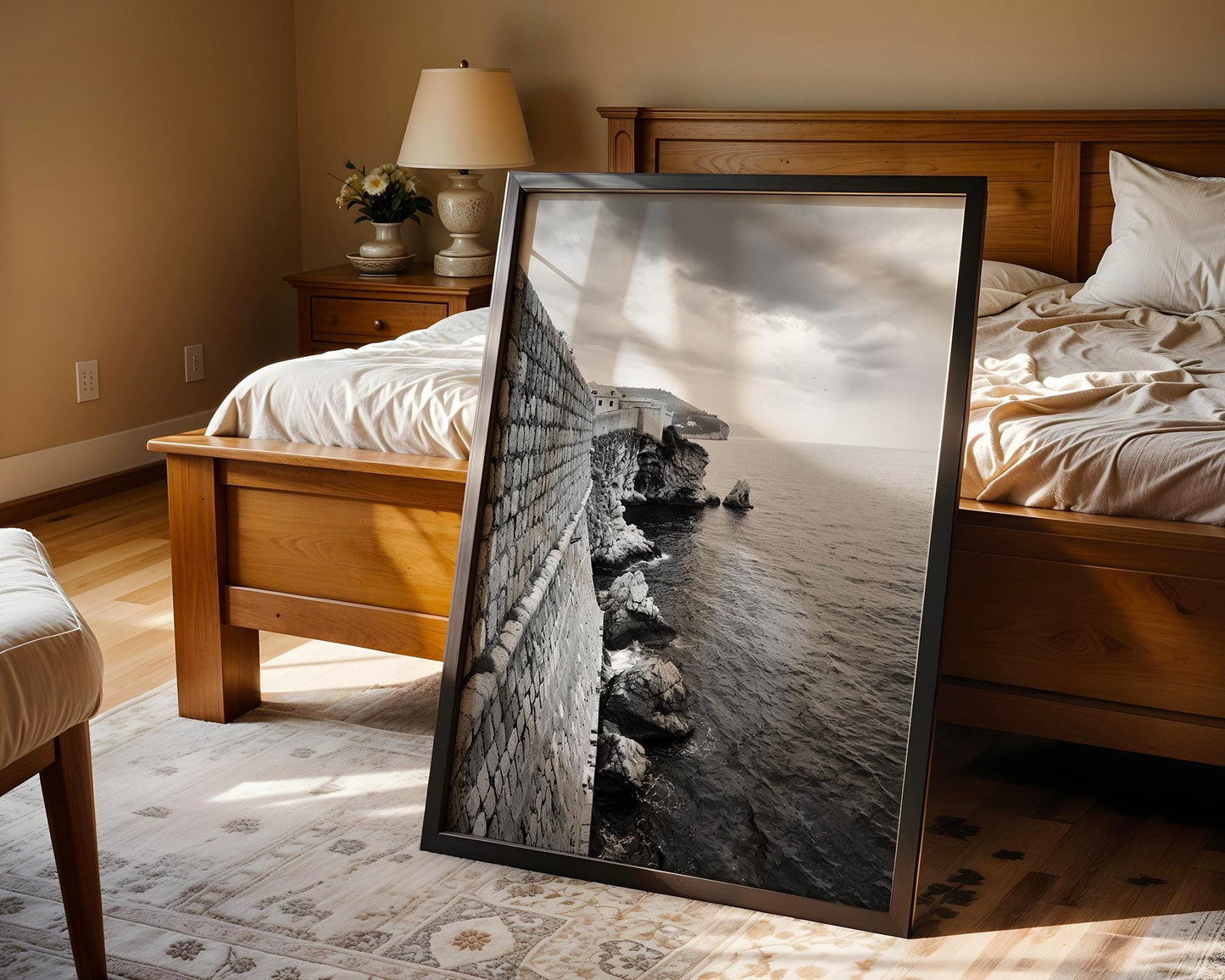 World Landmark | Dubrovnik Old Town Walls Print | Black and White Croatia Photography wall art print, minimalist black and white poster, modern Scandinavian wall decor, Monohaus