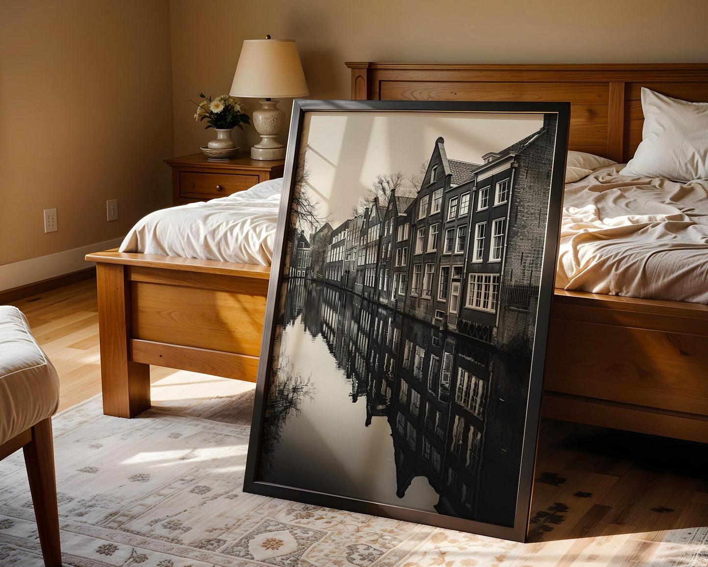 World Landmark | Amsterdam Canal Black and White Photography Print | Minimalist Home Decor wall art print, minimalist black and white poster, modern Scandinavian wall decor, Monohaus