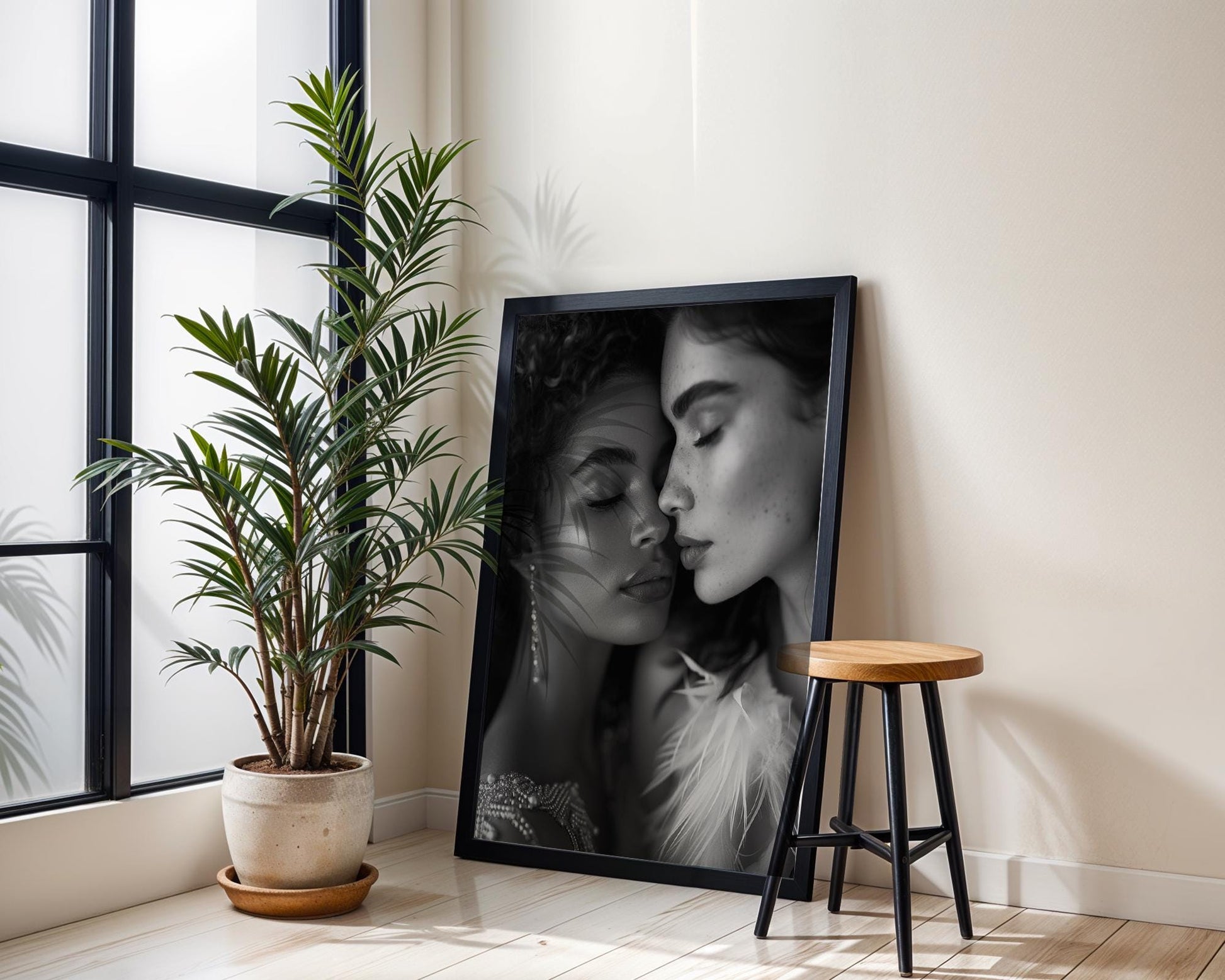 Minimal Wall Art Intimate Portrait Art Print | Black and White Female Photography wall art print, minimalist black and white poster, modern Scandinavian wall decor, Monohaus