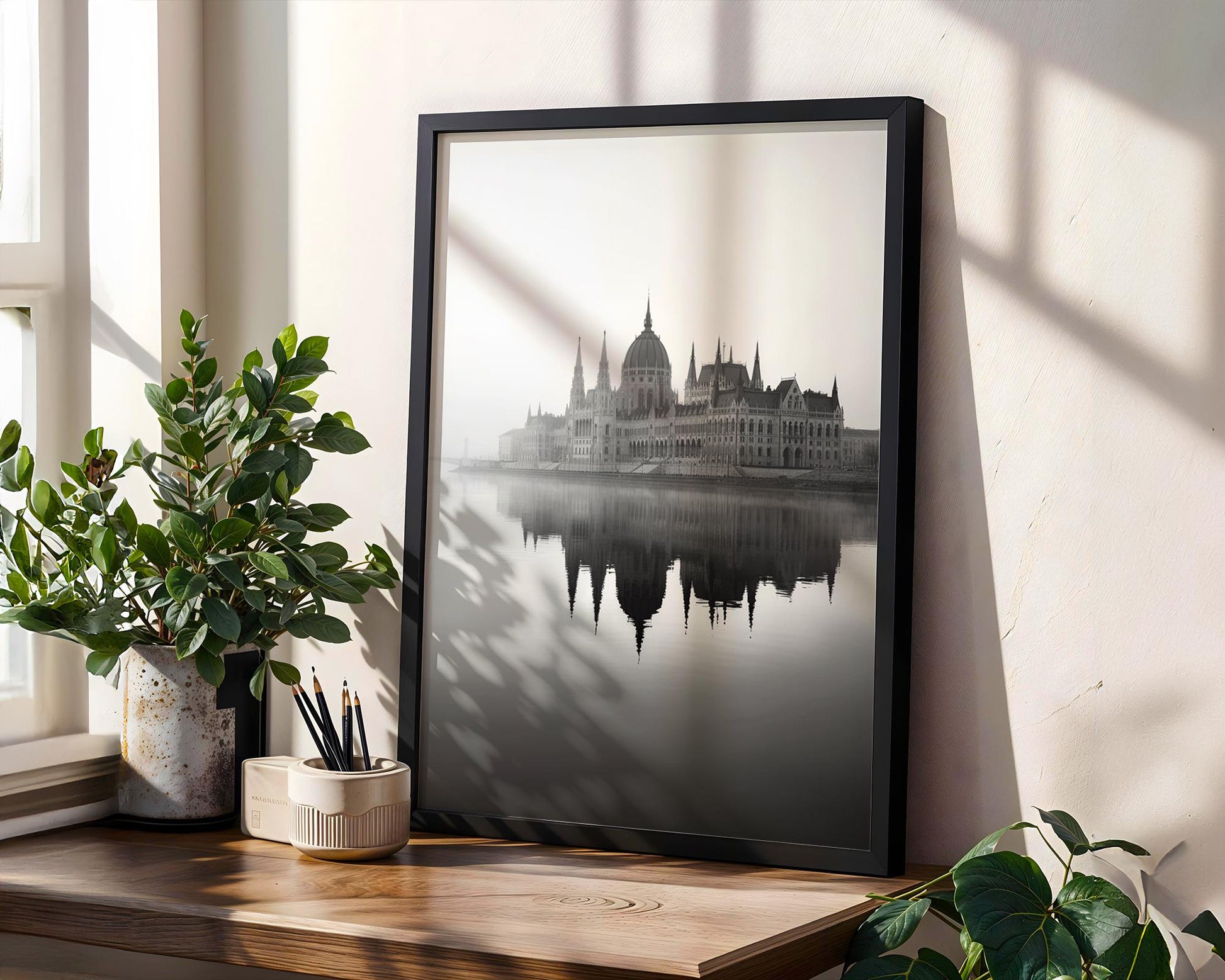 World Landmark | Budapest Parliament Print | Black and White Architecture Photography wall art print, black and white architectural poster, minimalist modern Scandinavian wall decor, Monohaus