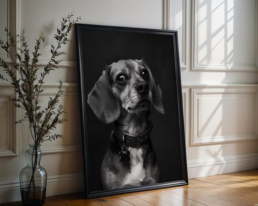 Dog Photography Beagle Portrait Print | Black and White  | Minimalist Pet Art wall art print, minimalist black and white poster, modern Scandinavian wall decor, Monohaus