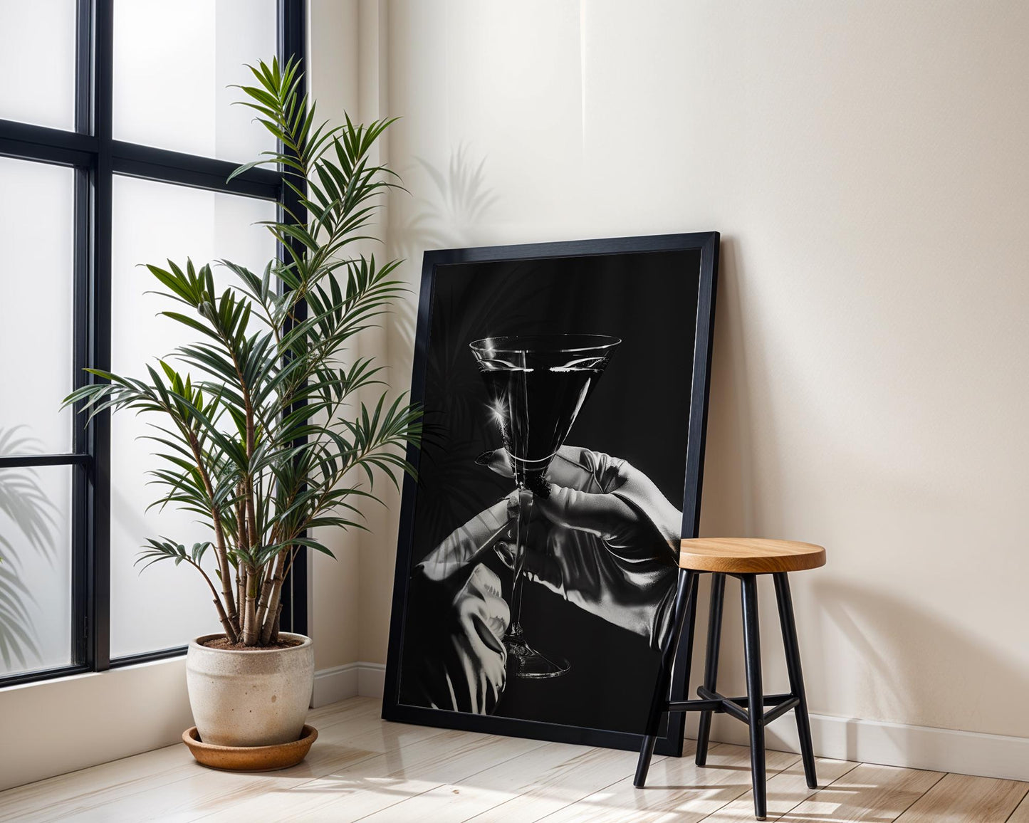 Minimal Wall Art Black and White Martini Print | Glamour Art Deco Bar Photography wall art print, minimalist black and white poster, modern Scandinavian wall decor, Monohaus