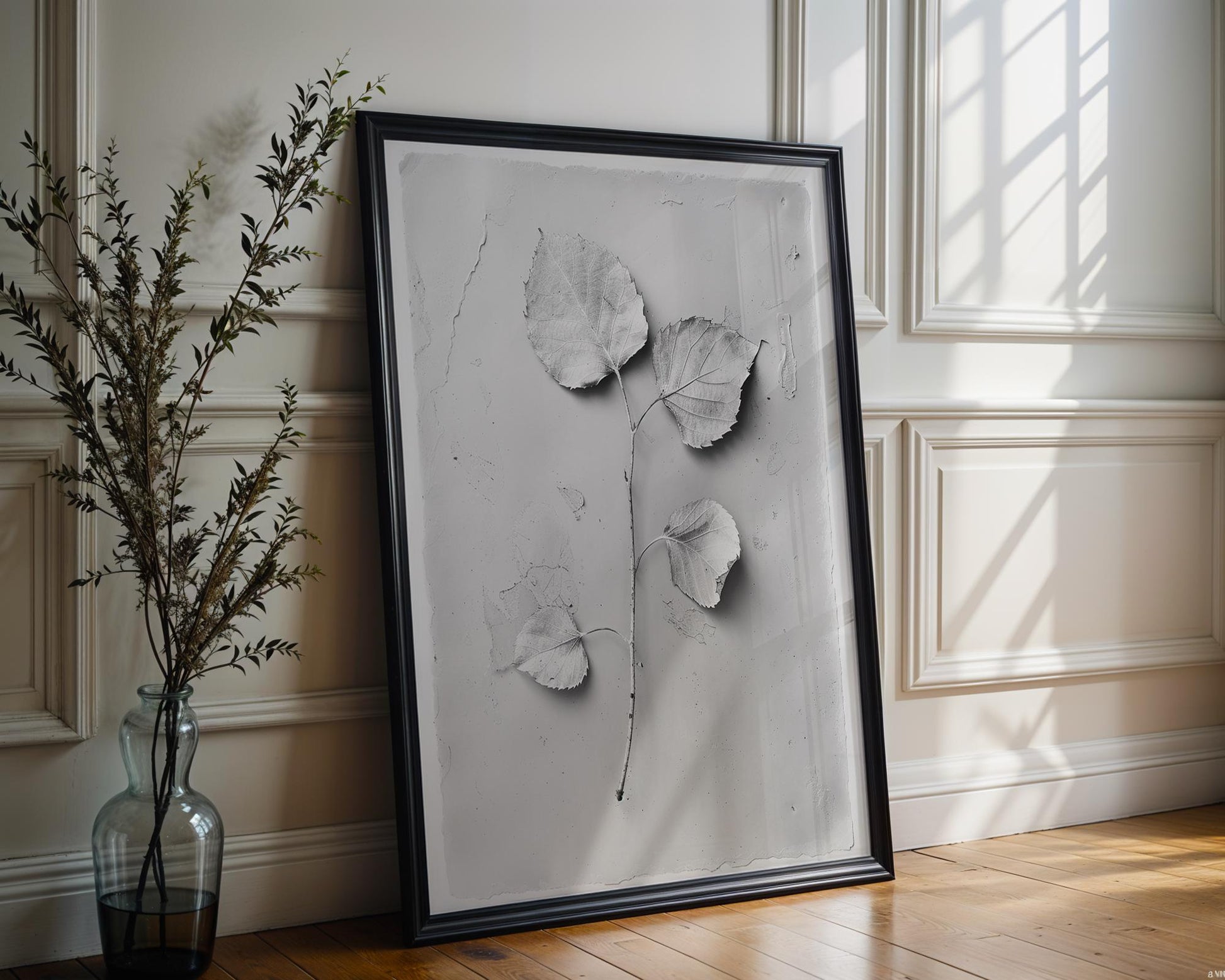 Botanical Photo | Minimalist Leaf Art Print | Modern Black and White  Poster wall art print, minimalist black and white poster, modern Scandinavian wall decor, Monohaus