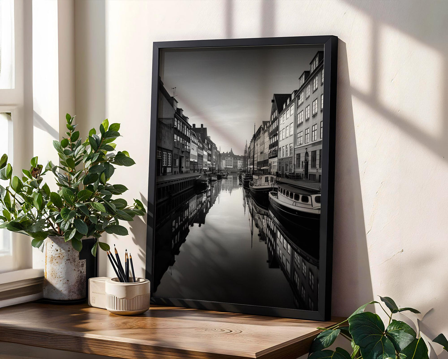 World Landmark | Copenhagen Photography Print | Nyhavn Canal Black and White Wall Art wall art print, minimalist black and white poster, modern Scandinavian wall decor, Monohaus