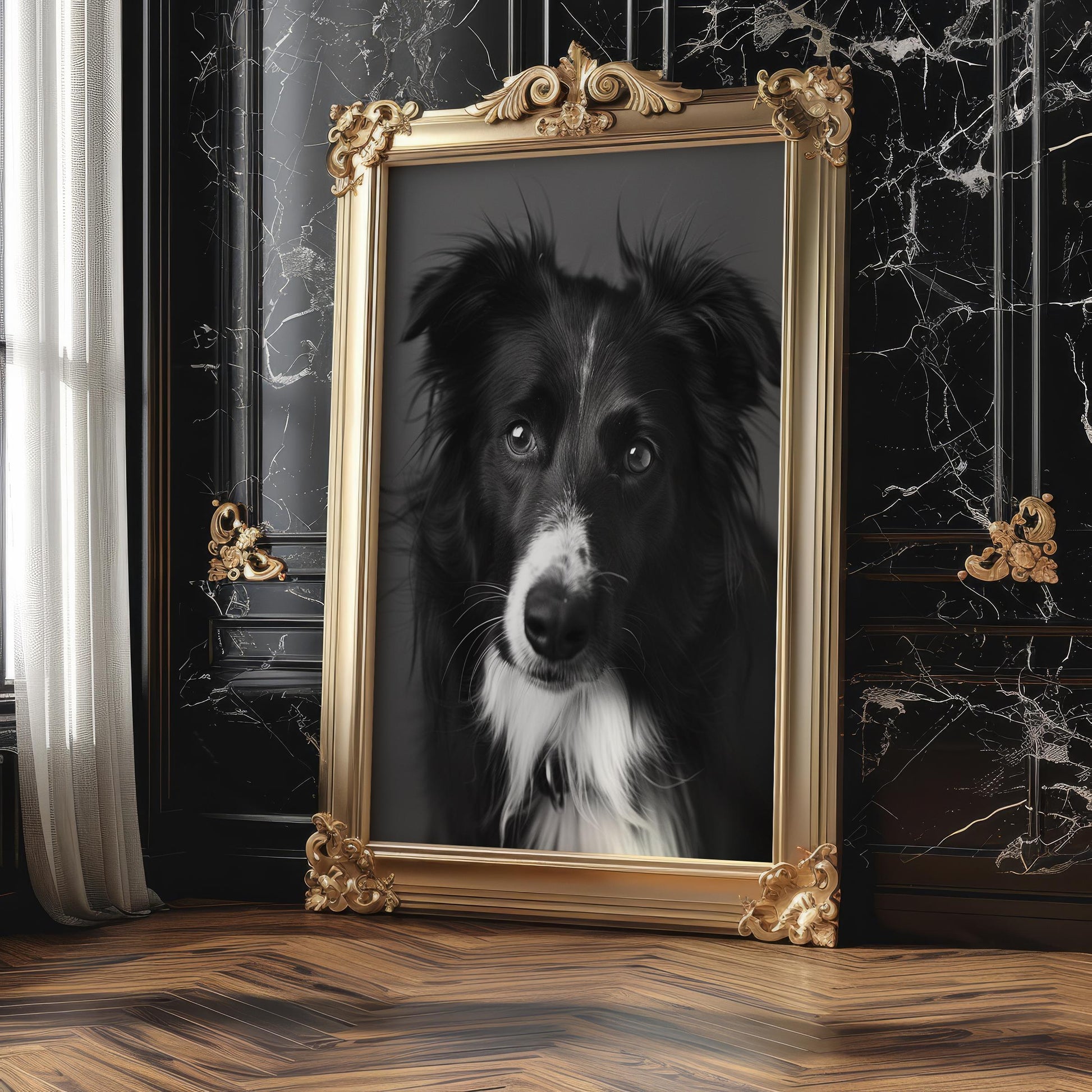 Dog Photography Border Collie Portrait Print | Fine Art , Monochrome Decor wall art print, minimalist black and white poster, modern Scandinavian wall decor, Monohaus