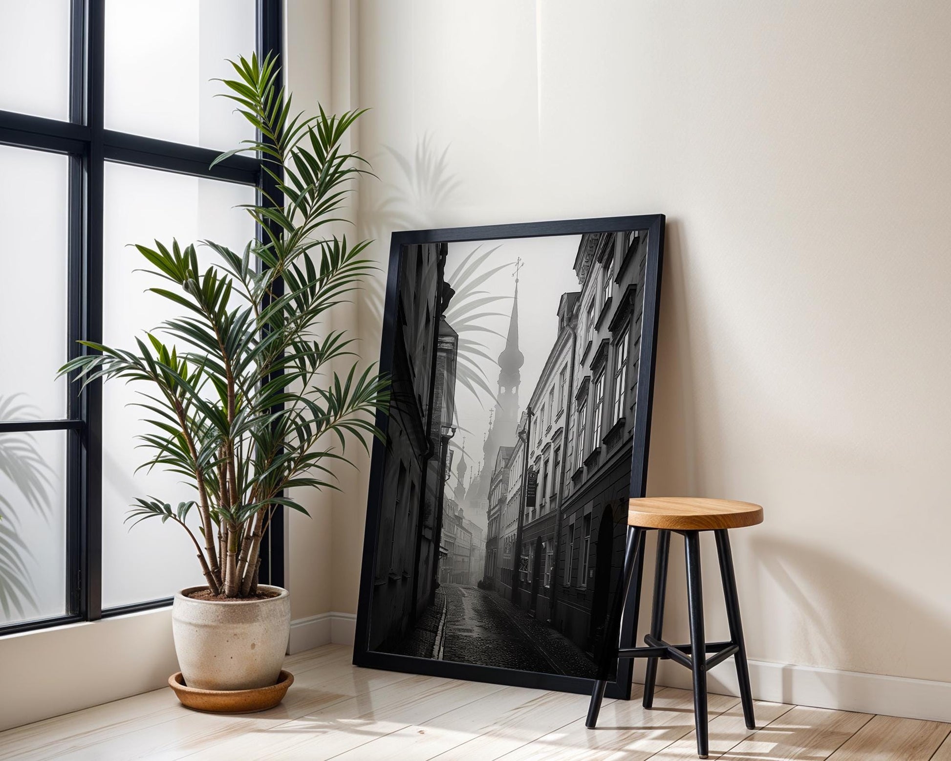 World Landmark | Riga Old Town Photography Print | Moody Baltic Architecture Wall Art wall art print, black and white architectural poster, minimalist modern Scandinavian wall decor, Monohaus