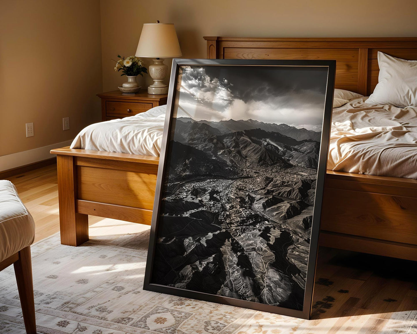 World Landmark | La Paz Bolivia Photography Print | Black and White Mountain Cityscape Wall Art