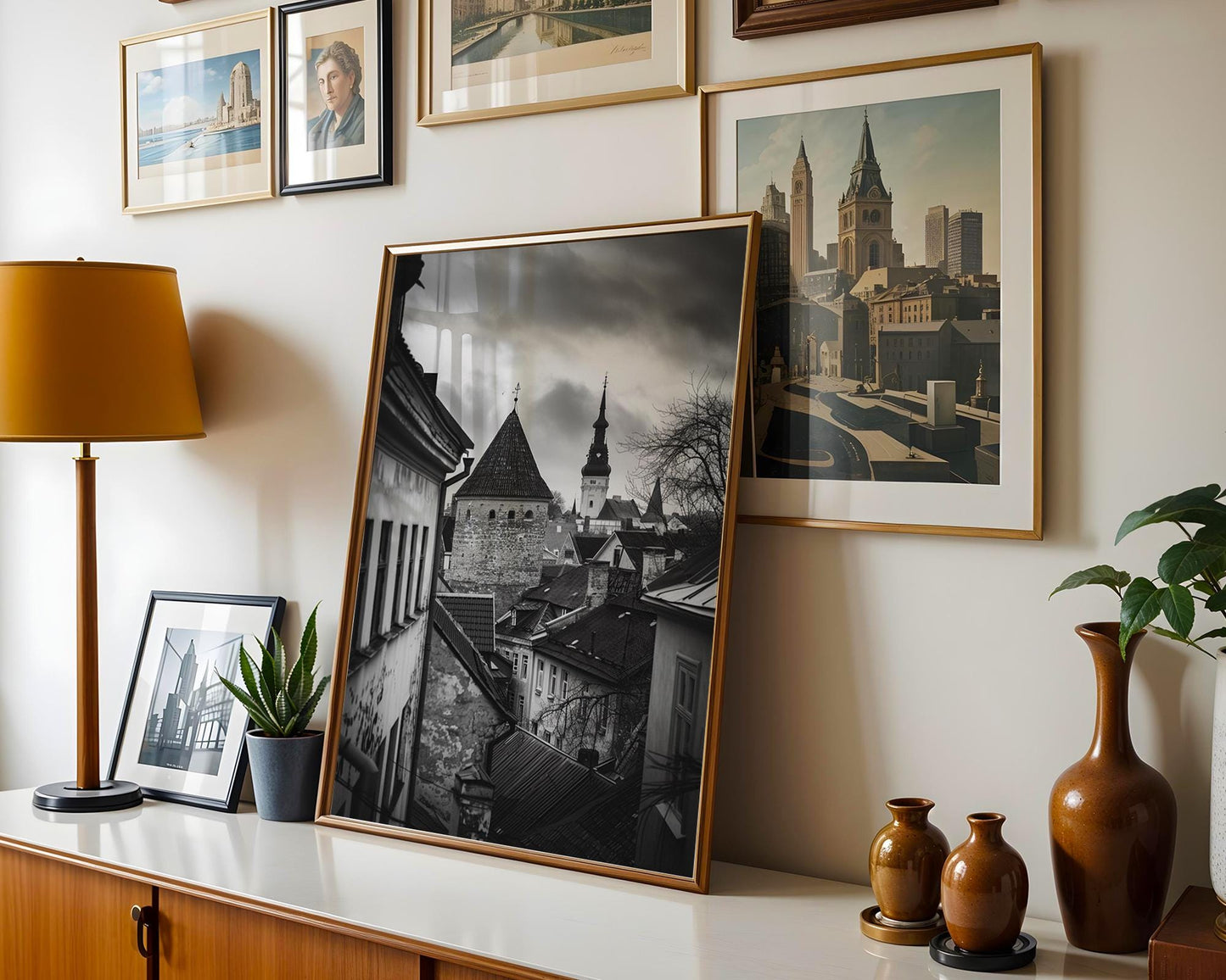 World Landmark | Tallinn Old Town Photography Print | Black and White Estonia Architecture