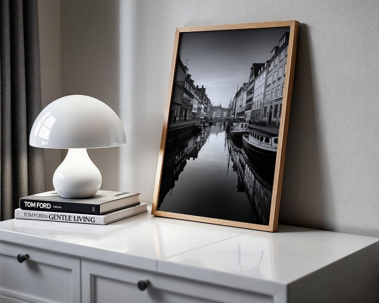 World Landmark | Copenhagen Photography Print | Nyhavn Canal Black and White Wall Art wall art print, minimalist black and white poster, modern Scandinavian wall decor, Monohaus