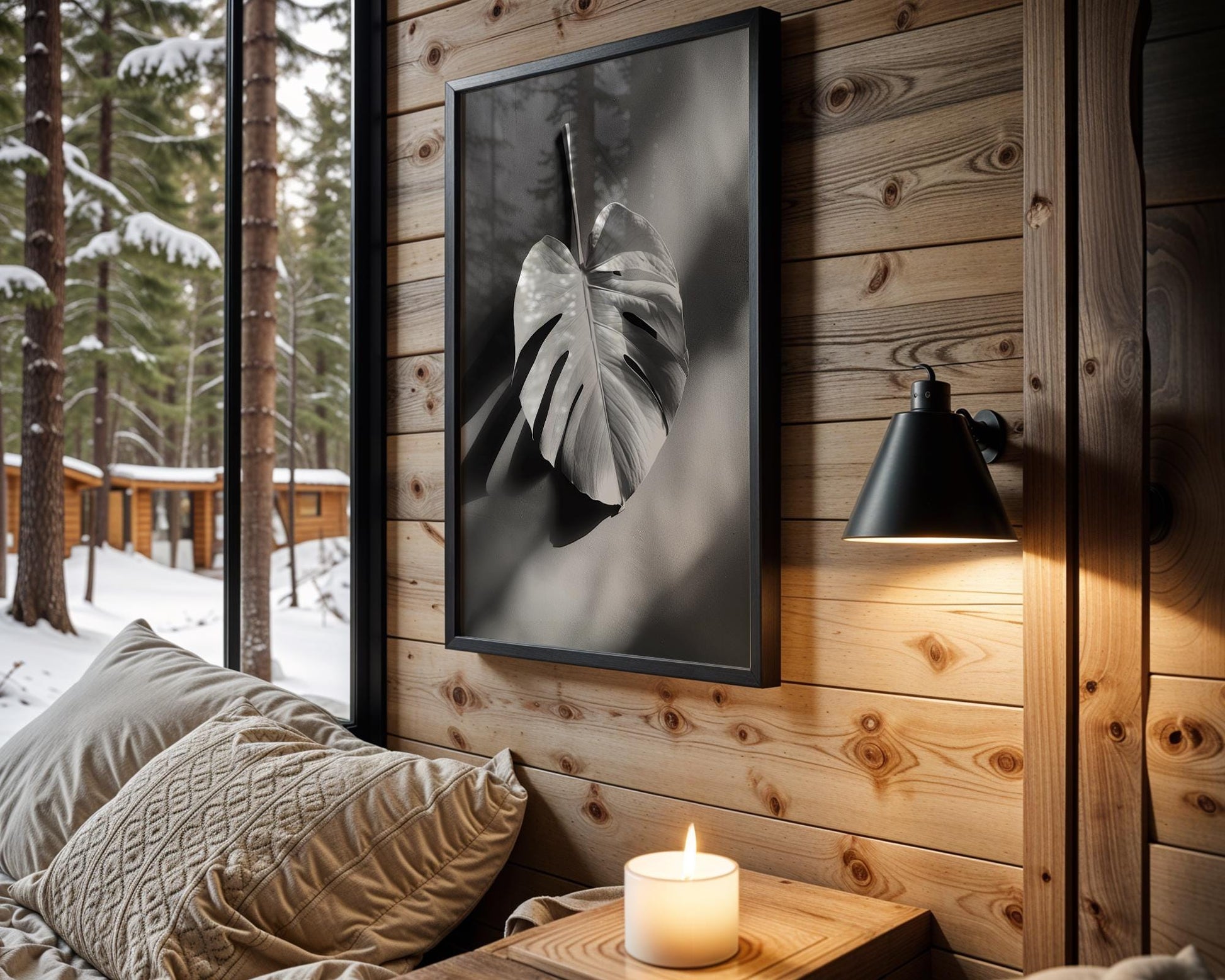 Botanical Photo | Monstera Leaf Print | Black & White Shadow Art, Scandi Decor wall art print, minimalist black and white poster, modern Scandinavian wall decor, Monohaus