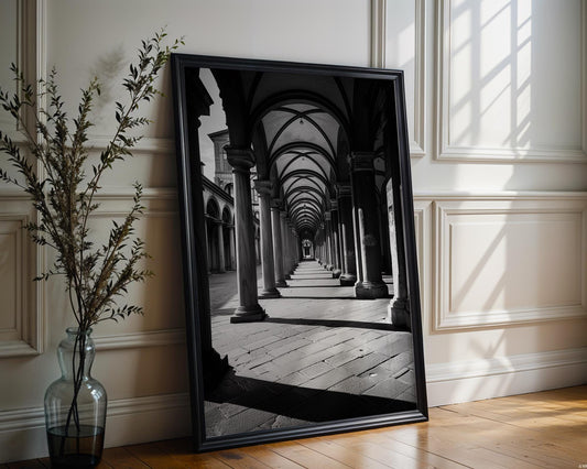 World Landmark | Bologna Italy Arches Print | Black and White Photography