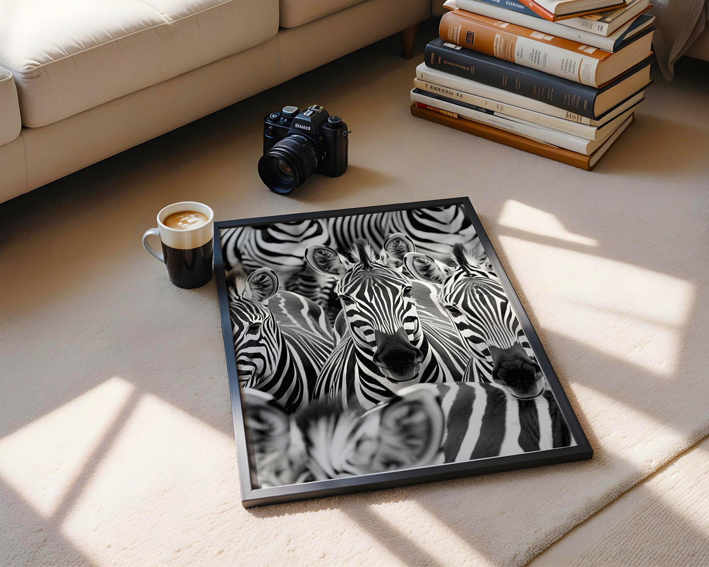 Wildlife Poster | Zebra Herd Photography Print • Minimalist Black & White Safari Wall Art wall art print, minimalist black and white poster, modern Scandinavian wall decor, Monohaus