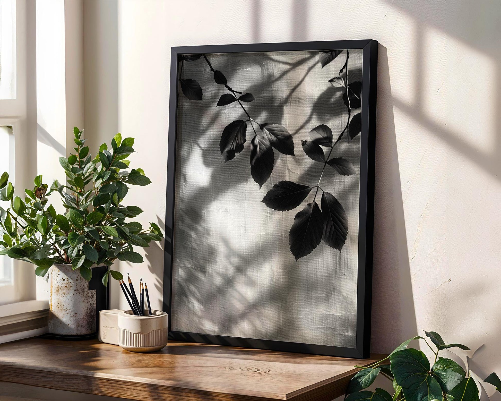 Botanical Photo | Dramatic Shadow Leaf Print Set 2 | Minimal Wall Art Black & White  Home Decor | Abstract Plant Art Bathroom Poster abstract wall art print, geometric minimalist poster, modern Scandinavian decor, Monohaus