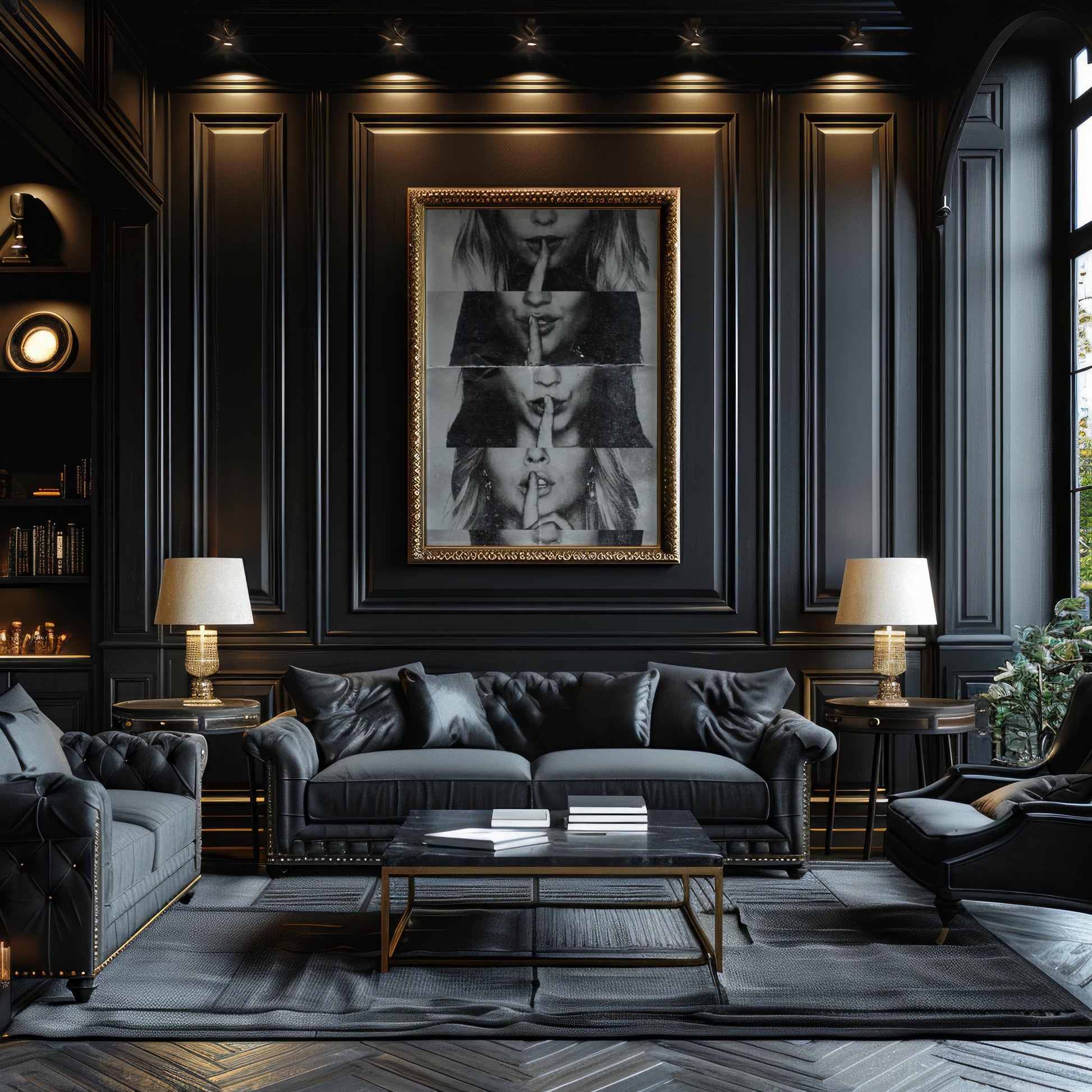 Designer Wall Art | Shush Lips Print | Black and White Photography, Minimalist Decor wall art print, minimalist black and white poster, modern Scandinavian wall decor, Monohaus