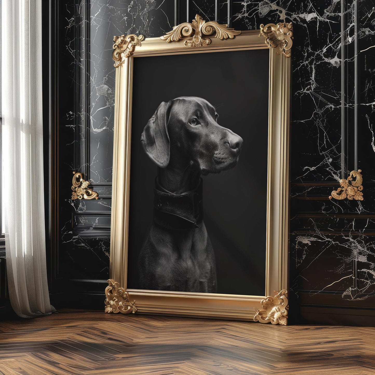 Dog Photography Weimaraner Modern Print Black and White Scandi Home wall art print, minimalist black and white poster, modern Scandinavian wall decor, Monohaus
