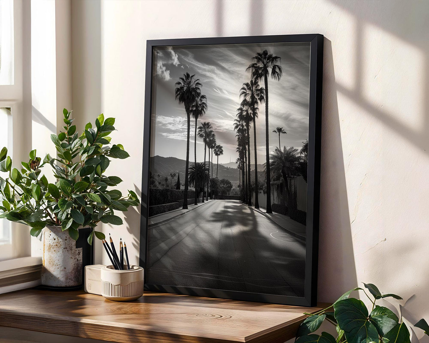 World Landmark | Beverly Hills Palms Print | Black and White Photography, California Wall Art wall art print, minimalist black and white poster, modern Scandinavian wall decor, Monohaus