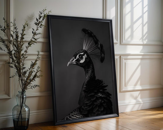 Dog Photography Black and White Peacock Print | Minimalist Home Decor Poster wall art print, minimalist black and white poster, modern Scandinavian wall decor, Monohaus