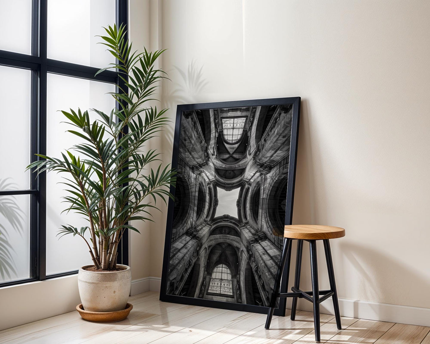 World Landmark | Vienna Library Print | Black and White Grand Dome Architecture wall art print, black and white architectural poster, minimalist modern Scandinavian wall decor, Monohaus