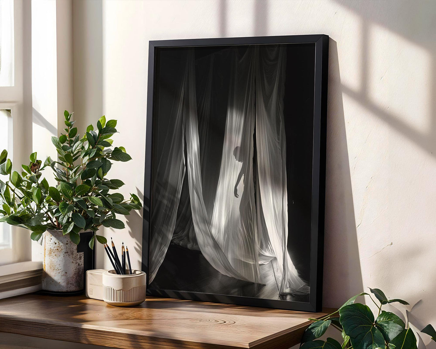 Minimal Wall Art Abstract Fabric Drape Print | Black & White Minimalist Photography abstract wall art print, geometric minimalist poster, modern Scandinavian decor, Monohaus