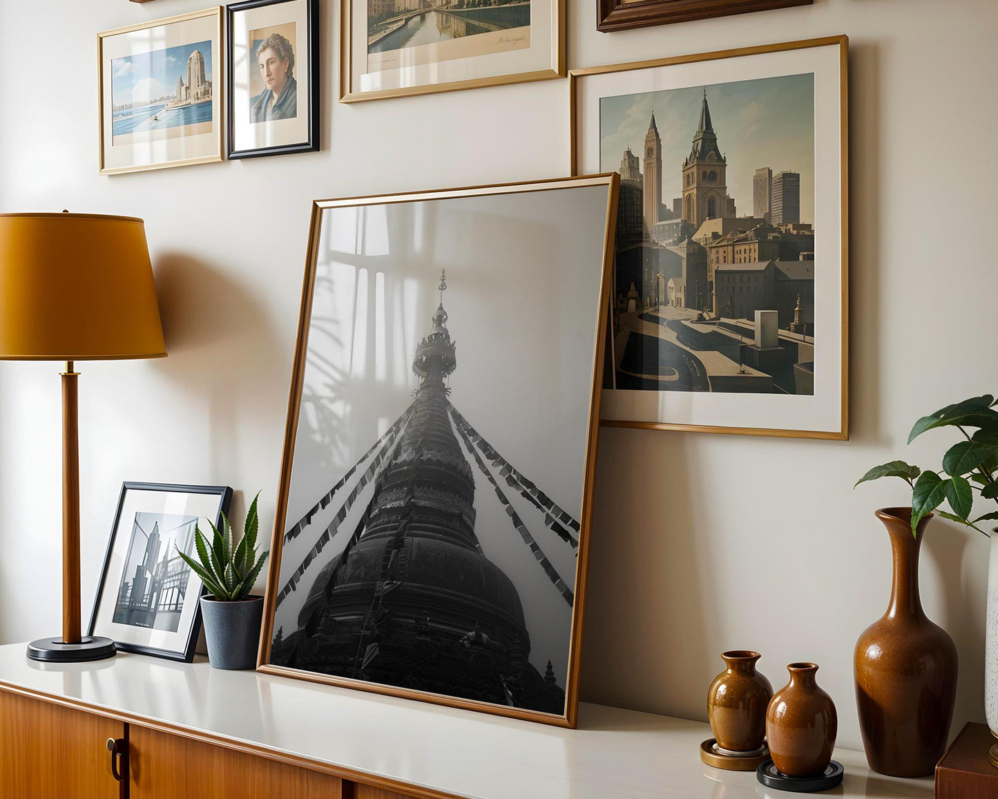 World Landmark | Swayambhunath Stupa Print | Kathmandu Temple Black and White Photography