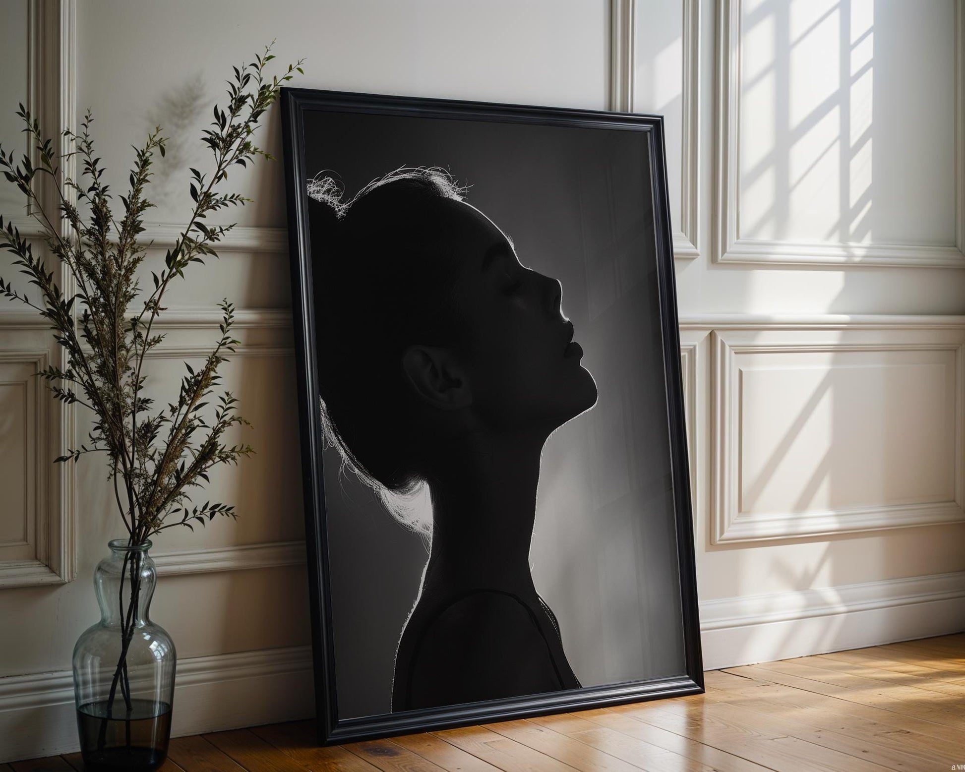Minimal Wall Art | Black and White Fashion Portrait | Silhouette Photography wall art print, minimalist black and white poster, modern Scandinavian wall decor, Monohaus