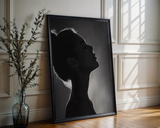 Minimal Wall Art | Black and White Fashion Portrait | Silhouette Photography wall art print, minimalist black and white poster, modern Scandinavian wall decor, Monohaus