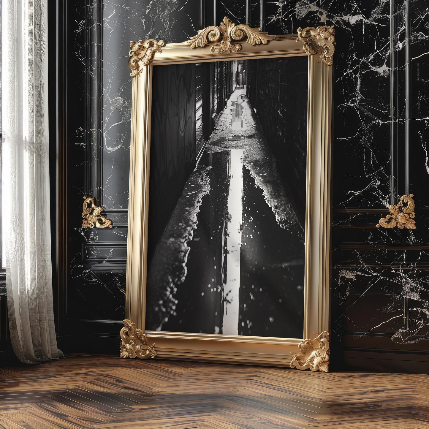 Urban Photography | Abstract Alleyway Black and White Print | Minimal Art abstract wall art print, geometric minimalist poster, modern Scandinavian decor, Monohaus